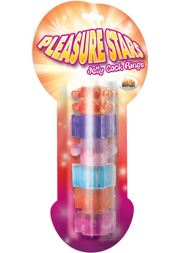 Pleasure Stars Jelly Cock Rings 6 Pack Assorted Colors