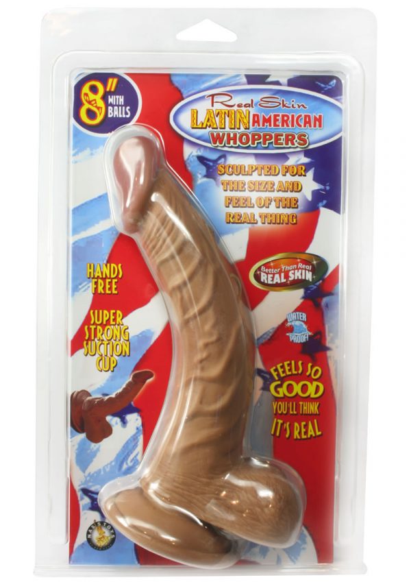 Real Skin Latin American Whoppers Dong With Balls 8 Inch Brown