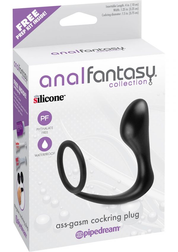 Anal Fantasy Collection Ass-Gasm Cockring Plug Black 4 Inch