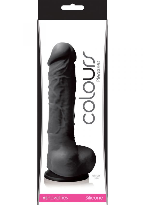 Colours Pleasures 5in Silicone Dildo With Balls - Black