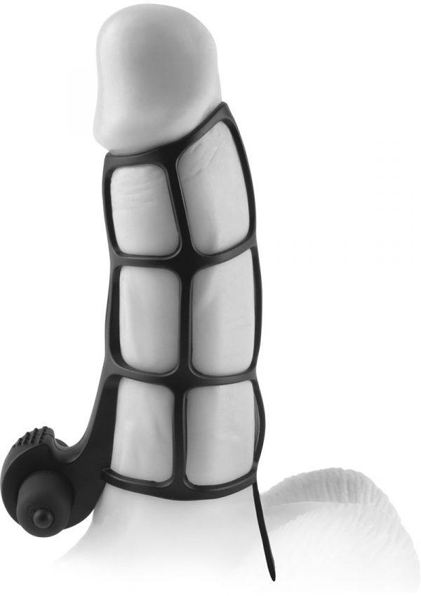 Fantasy Xtensions Silicone Deluxe Power Vibrating Cock Cage Black