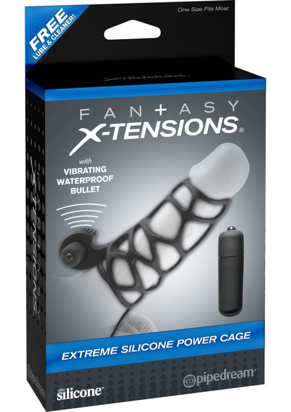 Fantasy Xtensions Silicone Extreme Power Vibrating Cock Cage Black