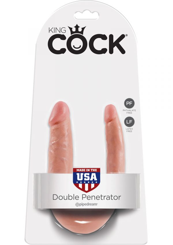 King Cock U-Shaped Small Double Trouble Dildo Flesh