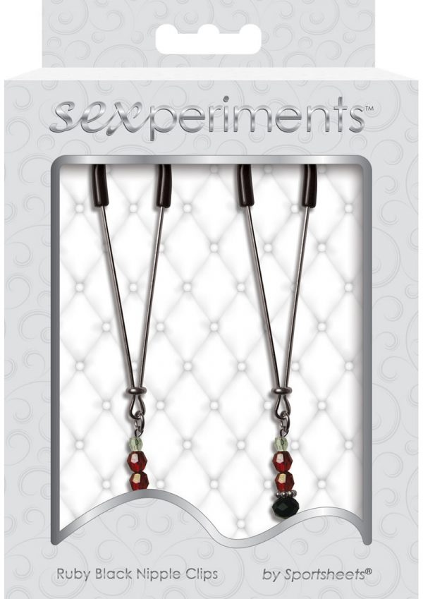 Sex And Mischief Ruby Black Adjustable Nipple Clips With Beads