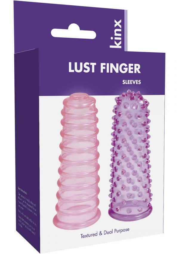 Kinx Lust Finger Textured Sleeves Pink / Purple 2 Each Per Box 3.25 Inch