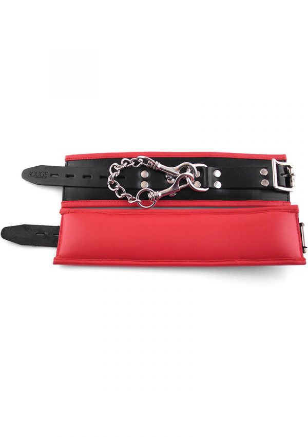 Rouge Padded Leather Wrist Cuffs Black And Red