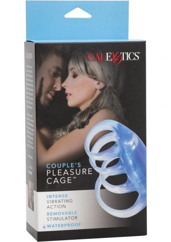 Couples Pleasure Cage Cockring Waterproof Blue