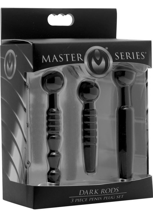 Master Series Dark Rods 3 Piece Penis Plug Set Silicone Black