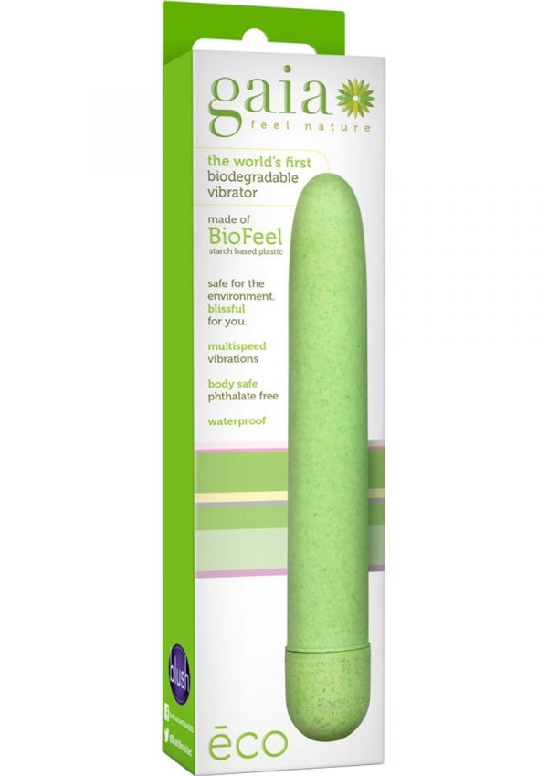 Gaia Eco Biodegradable Vibrator Waterproof Green 7 Inch