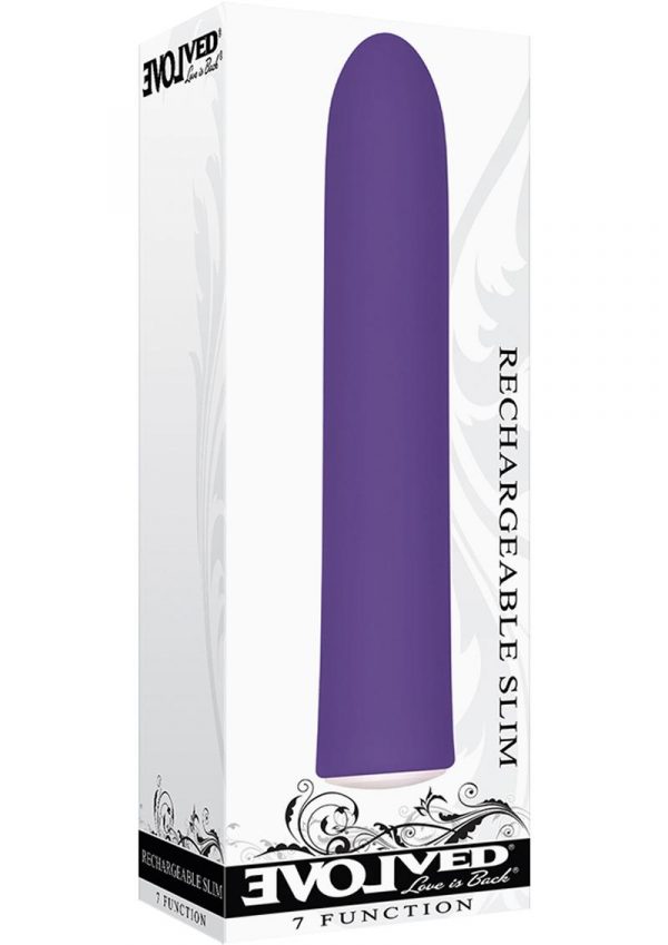 7 Function Rechargeable Slim Vibrator Waterproof Purple