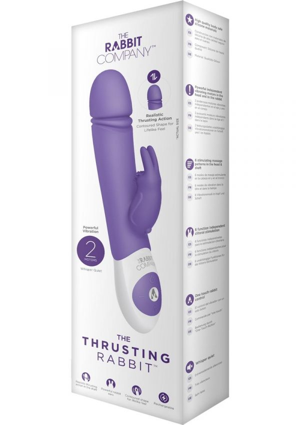 The Thrusting Rabbit USB Rechargeable Clitoral Stimulation Silicone Vibrator Splashproof Purple