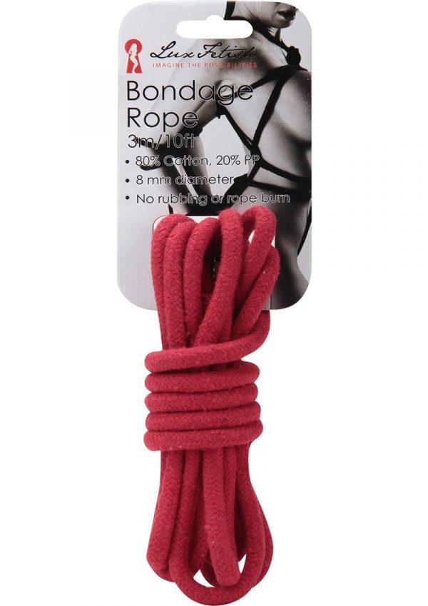 Lux Fetish Bondage Rope Red 10 Feet