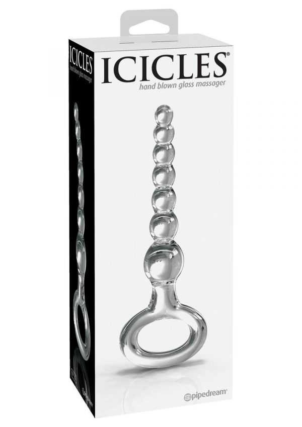 Icicles No 67 Beaded Glass Anal Probe Clear 6.5 Inch