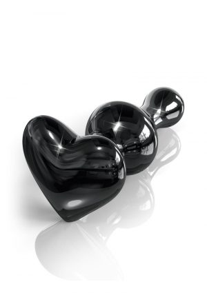 Icicles No 74 Heart Shaped Glass Plug Black 3.1 Inch