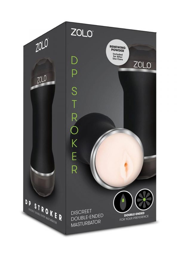 Zolo DP Stroker Discreet Double Entry Textured Masturbator Black