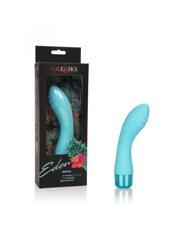 Eden Ripple Silicone Textured G-Spot Vibrator Waterproof Blue  6 inch