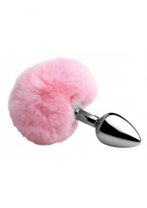 Tailz Fluffy Bunny Tail Anal Plug Pink And Silver