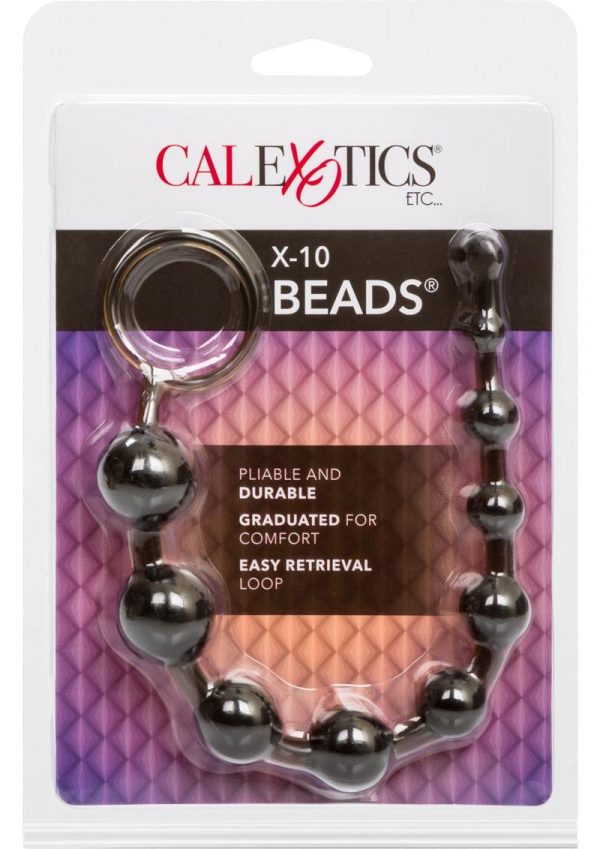 X 10 Beads Graduated Anal Beads 11 Inch Black