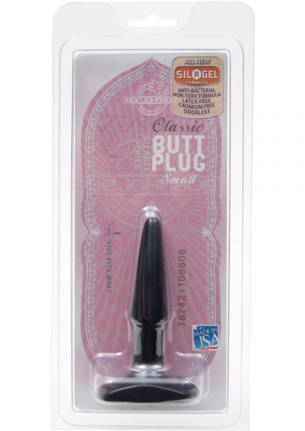 Classic Butt Plug Small Sil A Gel 4.5 Inch Black