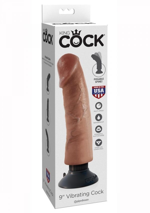 King Cock Vibrating Cock Waterproof Tan 9 Inches