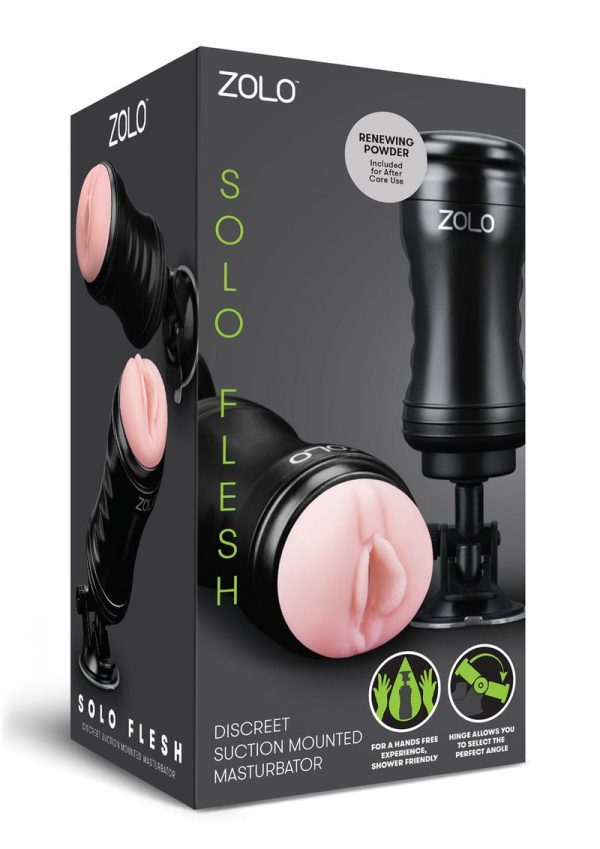 Zolo Solo Flesh Discreet Suction Mounted Textured Pussy Masturbator Flesh