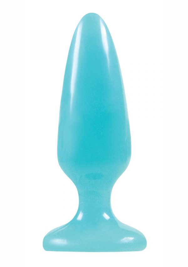 Firefly Pleasure Plug Medium 5in Glow In The Dark Blue Non-Vibrating Anal Plug