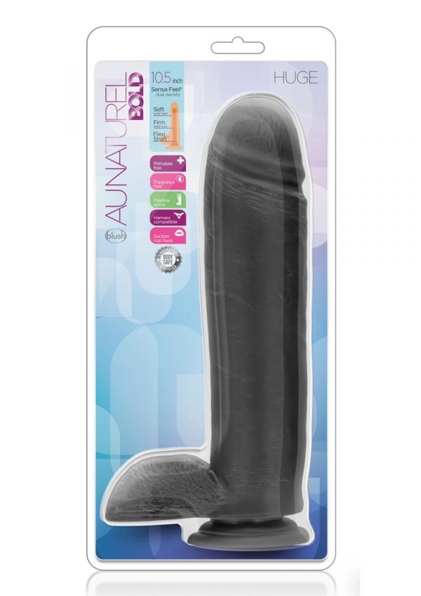 Au Naturel Bold Huge Dildo 10.5 inch Suction Cup Non Vibrating Black