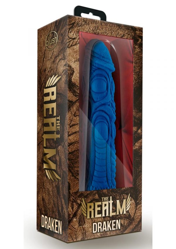 The Realm Draken Lock On Dildo Accessory 7.75in Silicone - Blue