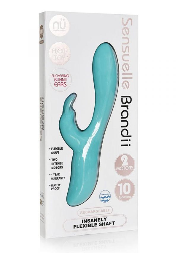 Nu Sensuelle Brandii 10 Function Silicone Dual Vibrator USB Rechargeable Waterproof T Blue