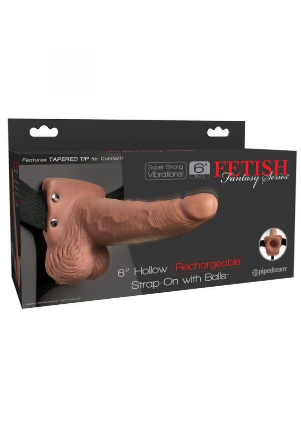 Fetish Fantasy Hollow Rechargeable Strap-On With Balls Tan 6 Inches