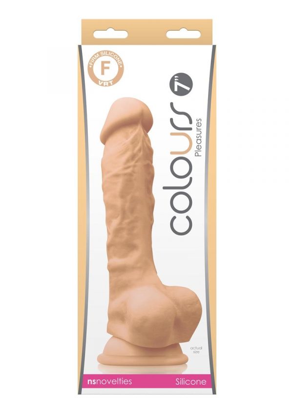 Colours Pleasure 7in Silicone Dildo With Balls - White