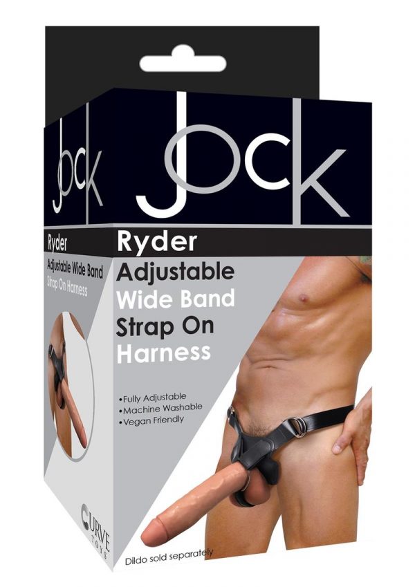 Jock Ryder Adjustable Wide Band Strap-On Harness - Black