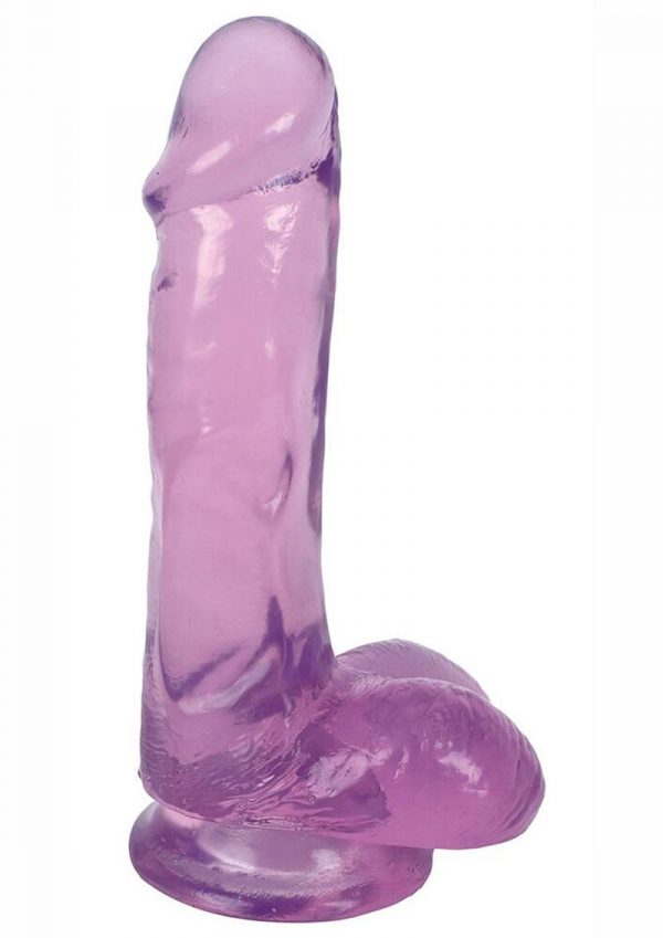 Lollicock Slim Stick Dildo With Balls 6in - Grape Ice