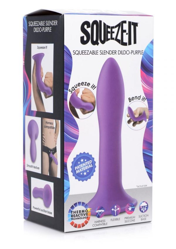 Squeeze-It Squeezable Slender Dildo 5.3in - Purple