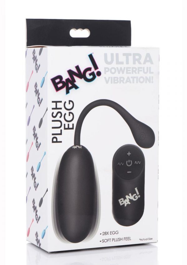 Bang! 28x Plush Silicone Rechargeable Egg With Remote Control - Black