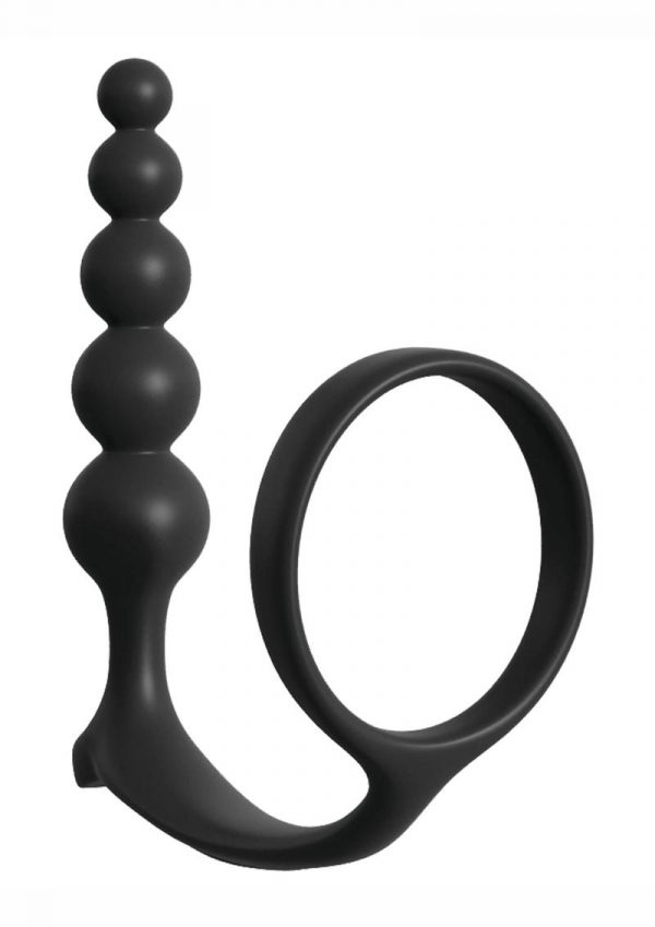 Anal Fantasy Collection Ass-gasm Silicone Cockring Anal Beads - Black