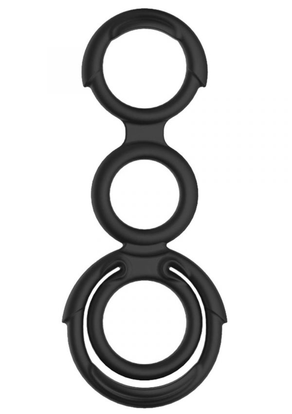 My Cockring Quattro Silicone Cock andamp; Scrotum Rings - Black