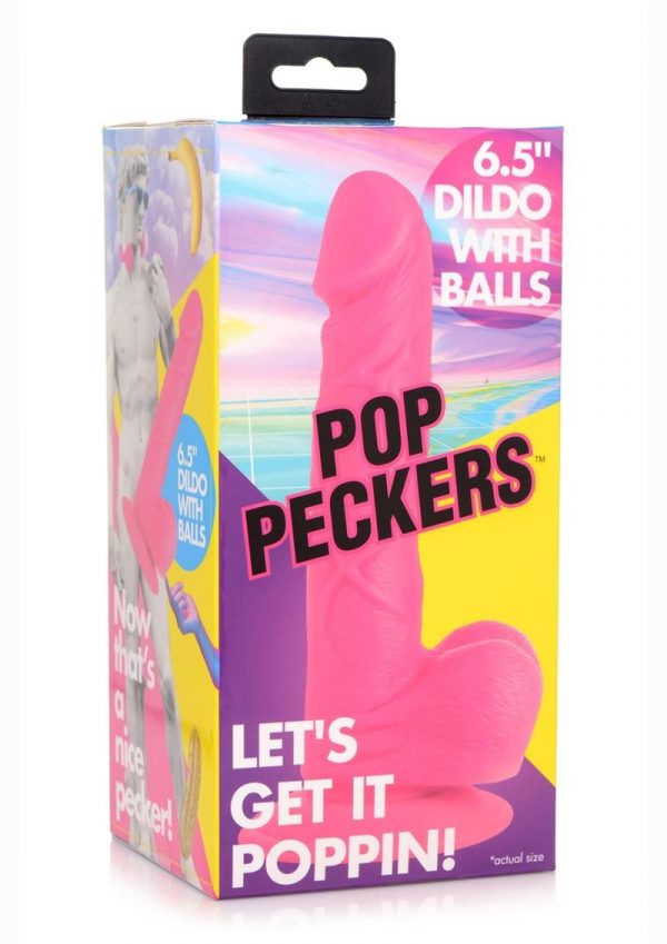 Pop Peckers Dildo with Balls 6.5in - Pink