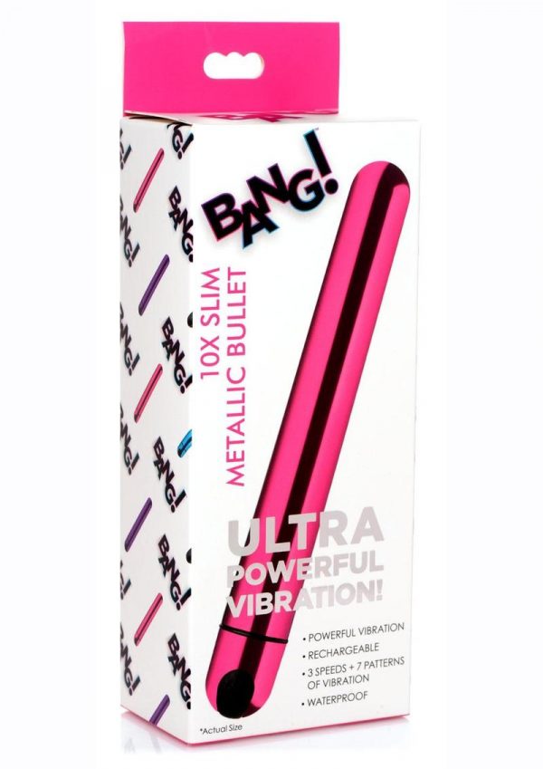 Bang! 10X Slim Metallic Rechargeable Bullet - Pink