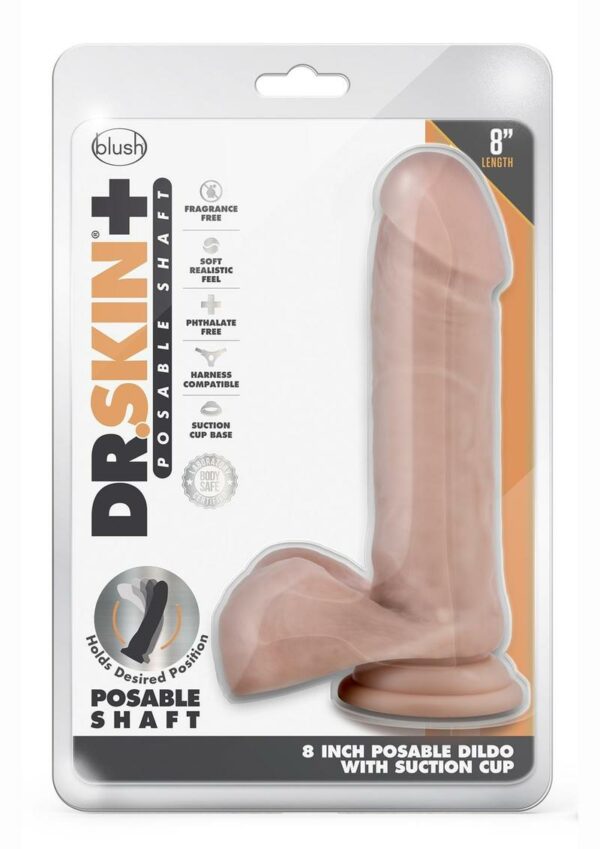 Dr. Skin Plus Posable Dildo with Balls 8in - Vanilla