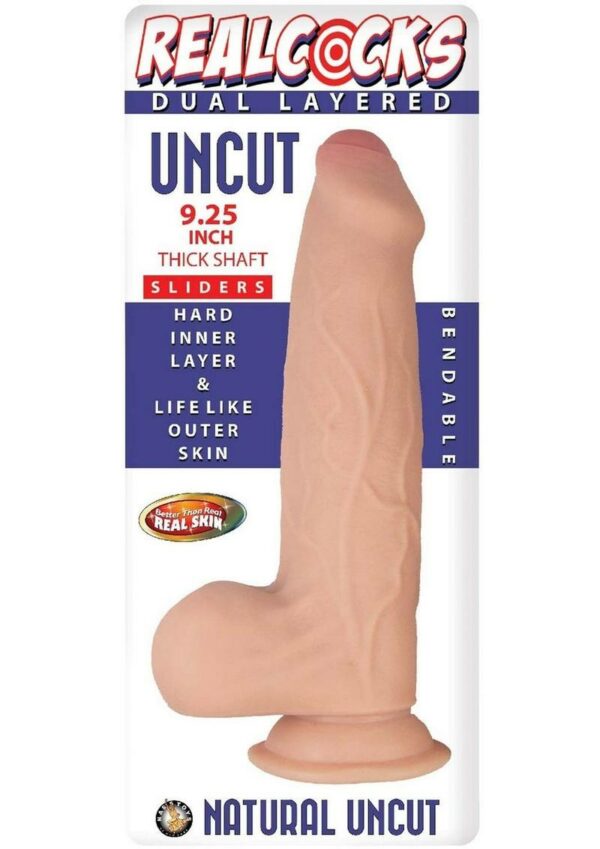 Realcocks Dual Layered Uncut Slider Thick Shaft Dildo 9.25in - Vanilla