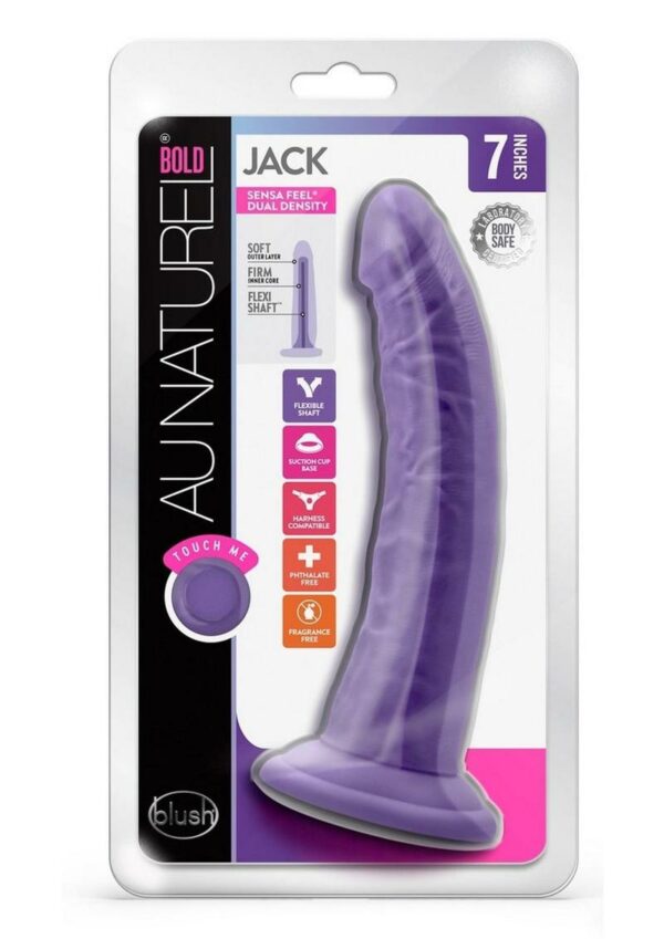 Au Naturel Bold Jack Dildo with Suction Cup 7in - Purple