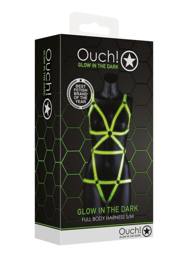 Ouch! Full Body Harness Glow in the Dark - Small/Medium - Green