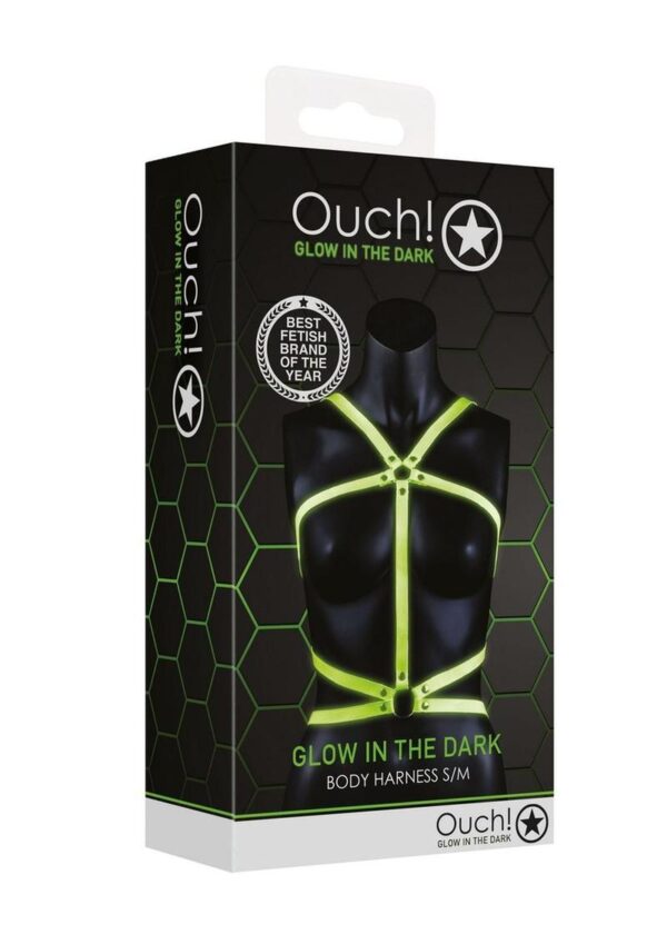 Ouch Body Harness Glow in the Dark - Small/Medium - Green