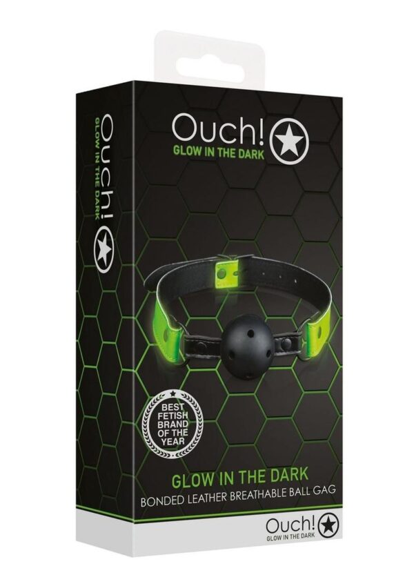 Ouch! Breathable Ball Gag Glow in the Dark - Green