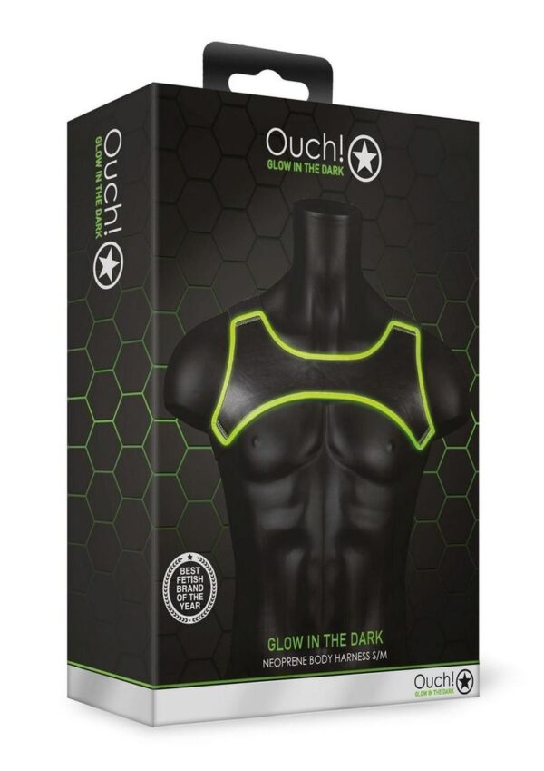 Ouch! Neoprene Harness Glow in the Dark - Small/Medium - Green