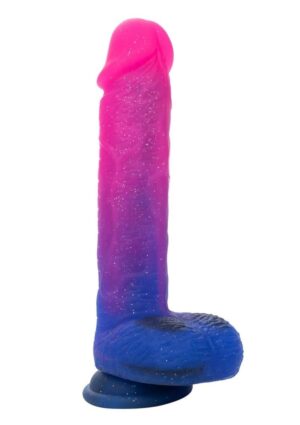 Naughty Bits Ombre Hombre XL Rechargeable Silicone Vibrating Dildo - Multicolor