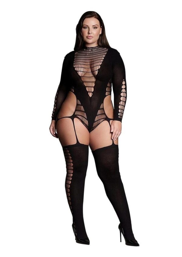 Le Desir Shade Kalyke XXIII Bodystocking with Turtleneck - Queen - Black