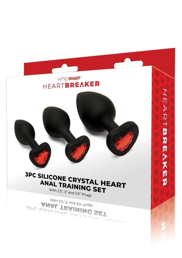 Whipsmart Heartbreaker Jeweled Silicone Anal Set (3 Piece) - Black/Red