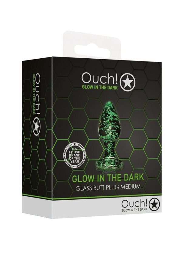 Ouch! Glass Butt Plug Glow in the Dark - Medium - Green